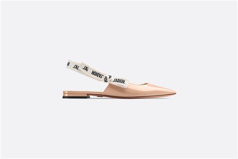 J'Adior Slingback Ballerina Flat Nude Patent Calfskin 